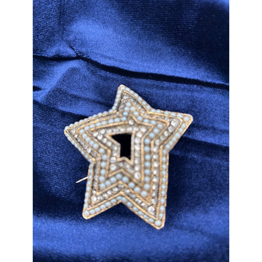 Star Brooch Women OS Gold Good Faux Pearl Rhinestone Celestial Pin
